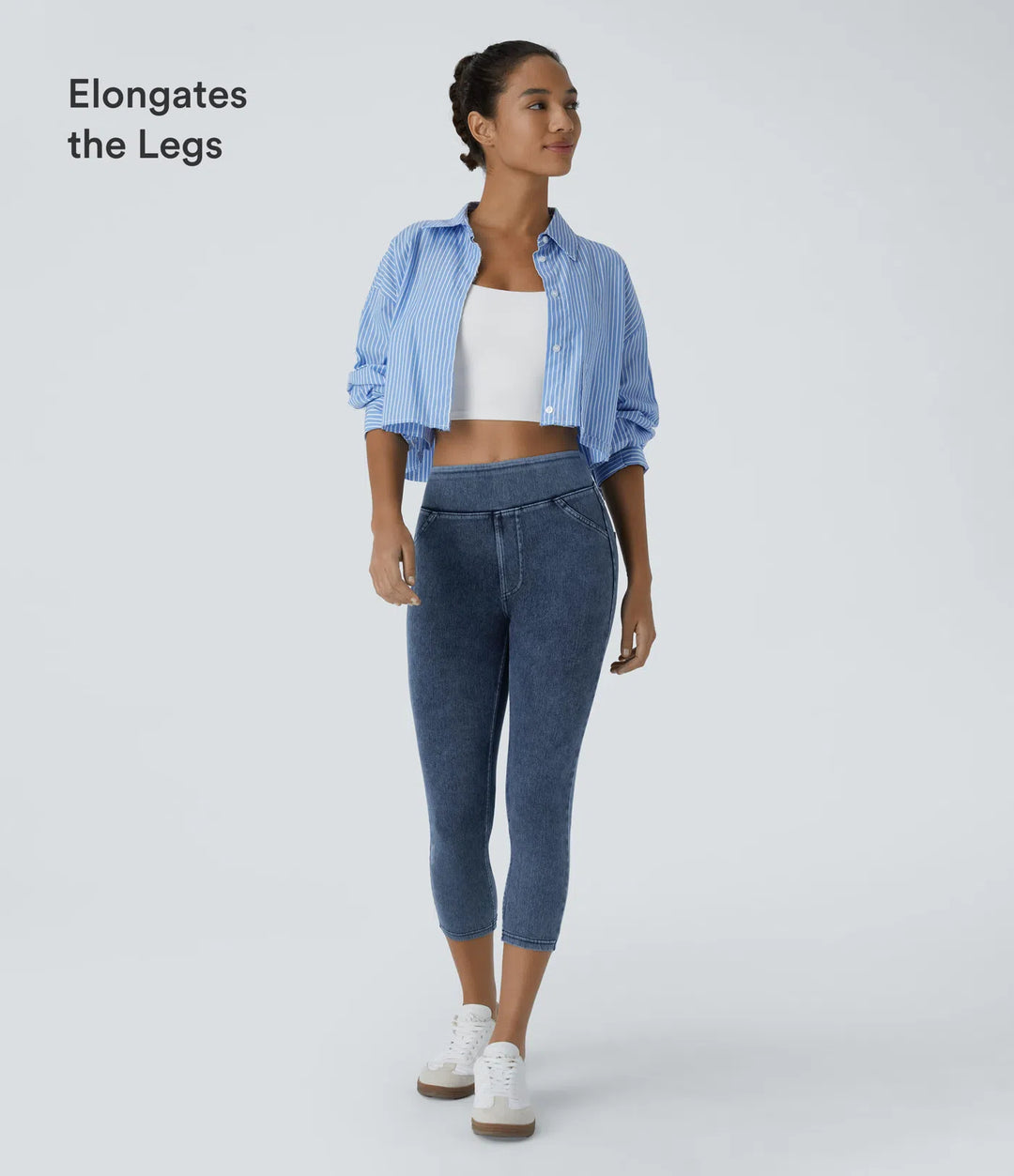 Halara Flex High Waisted Pocket Denim Capri Casual Leggings