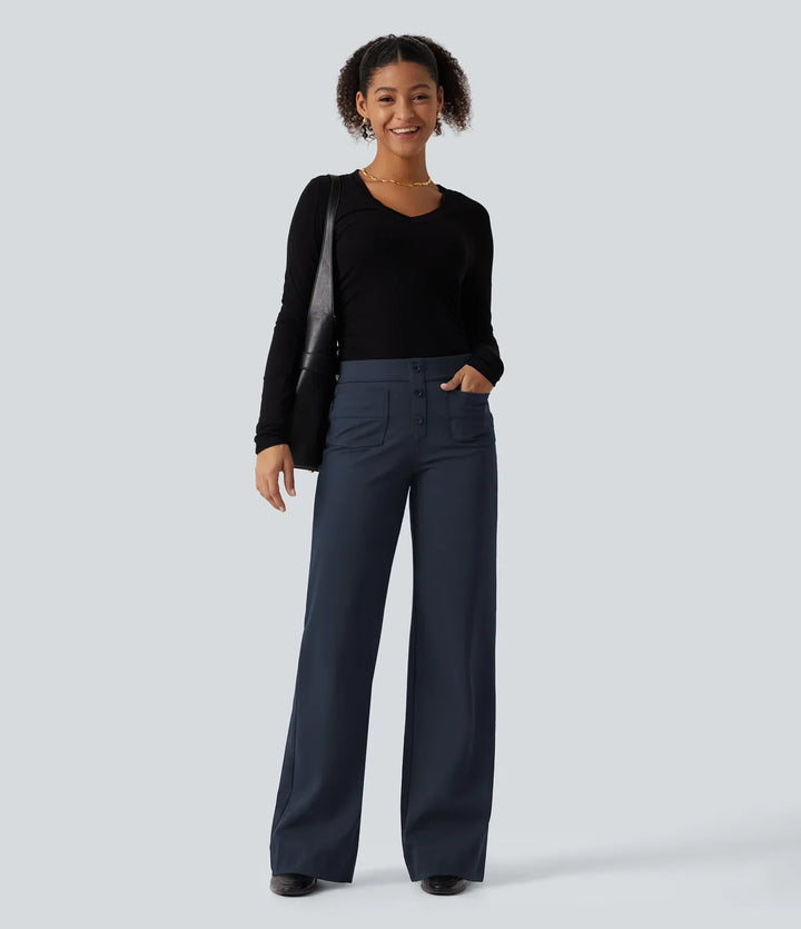 Halara Flex DayStretch Low Rise Straight Leg Work Trousers with Pockets