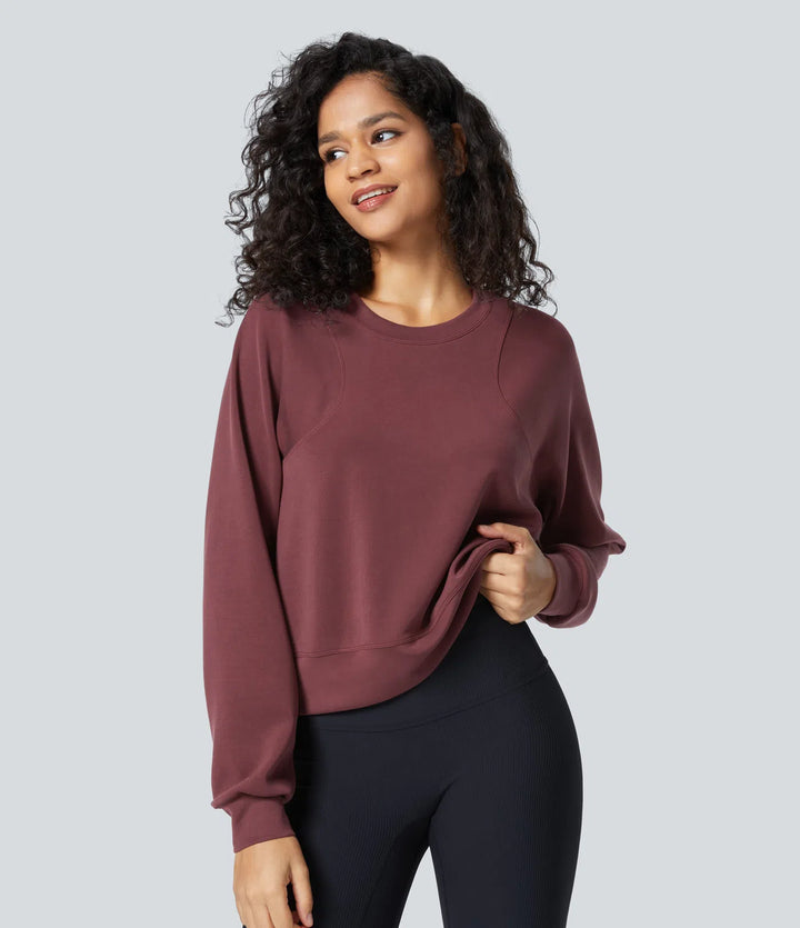 SpacerTek Round Neck Raglan Sleeve Solid Casual Sweatshirt