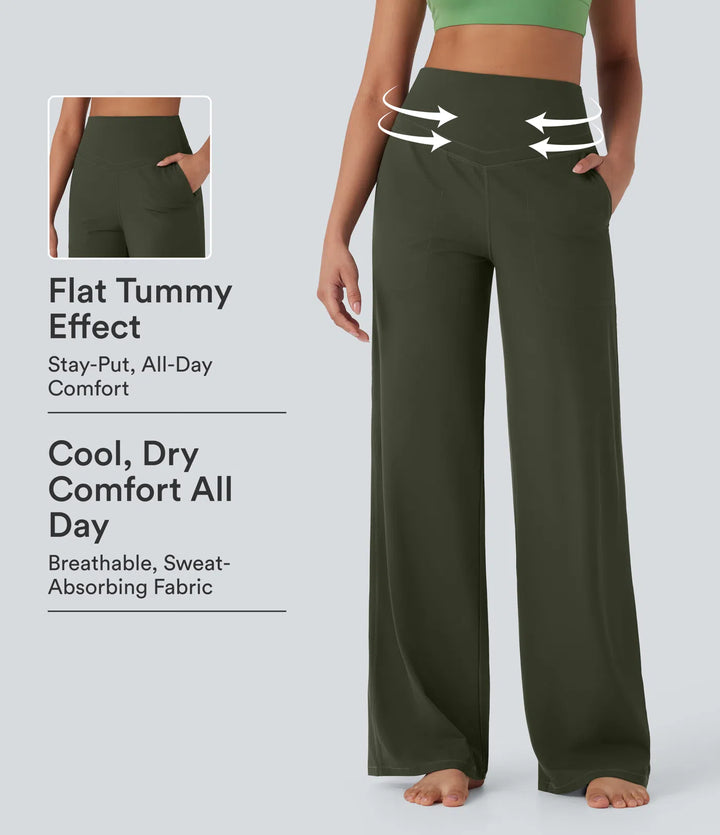 Halara UltraSculpt High Waisted Tummy Control Straight Leg Yoga Trousers with Pockets