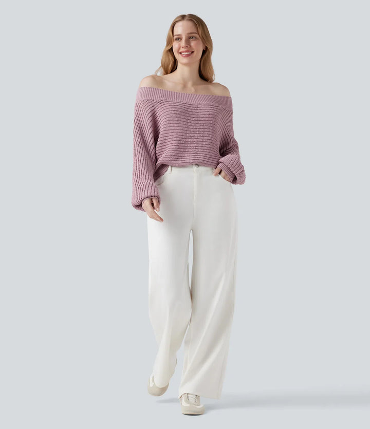 Off Shoulder Long Sleeve Casual Jumper