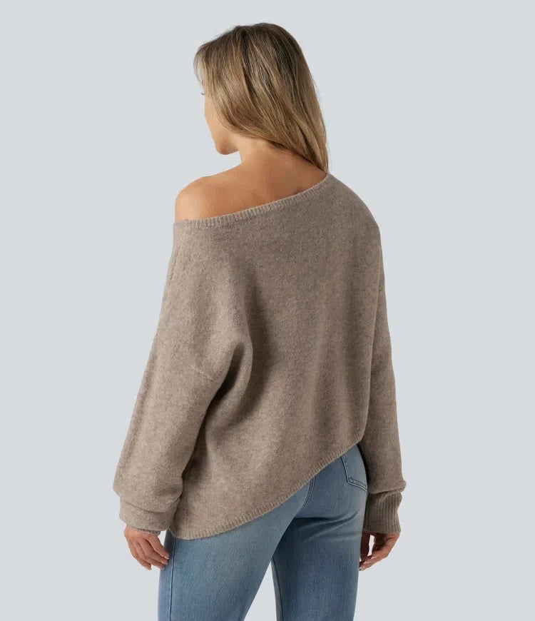 One Shoulder Long Sleeve Asymmetric Casual Jumper