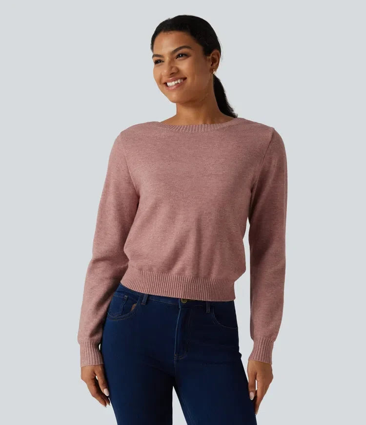 Round Neck Long Sleeve Twisted Casual Jumper