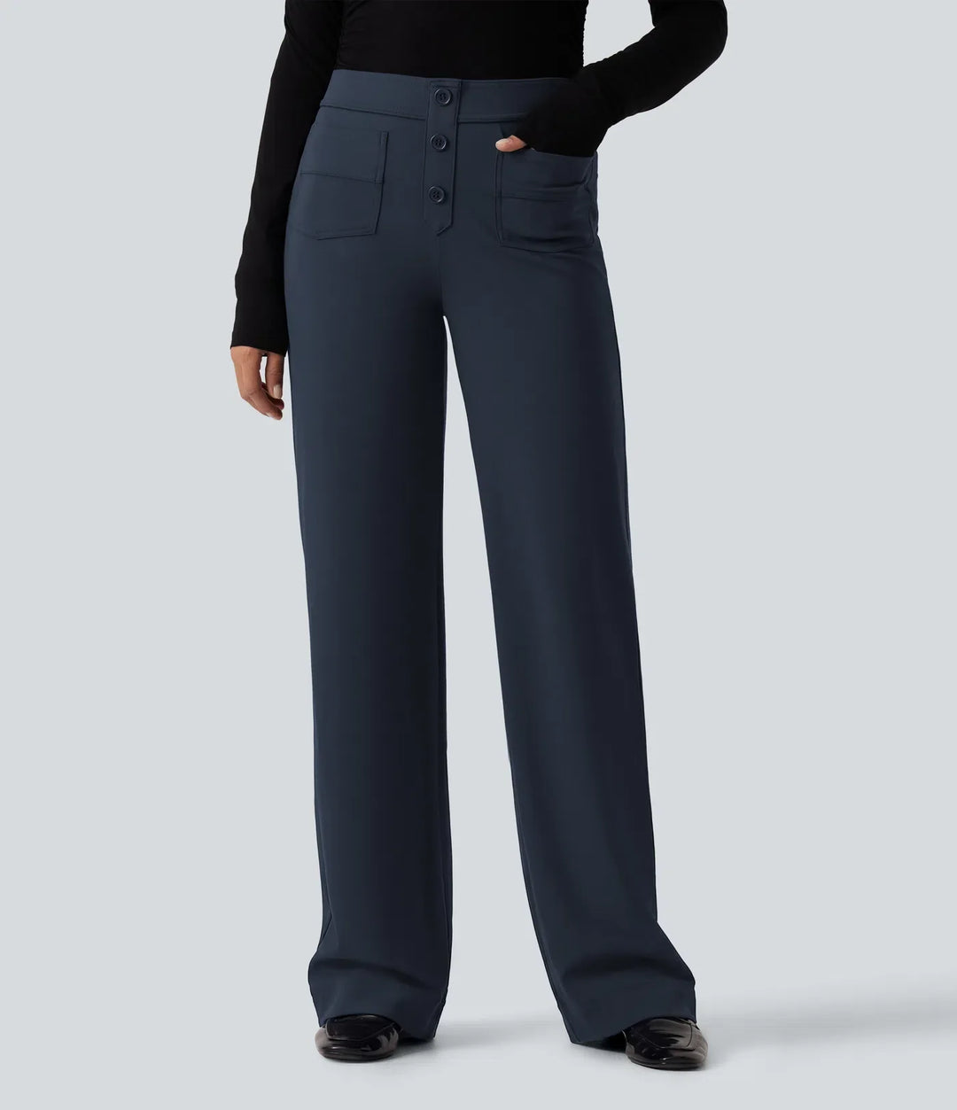 Halara Flex DayStretch Low Rise Straight Leg Work Trousers with Pockets