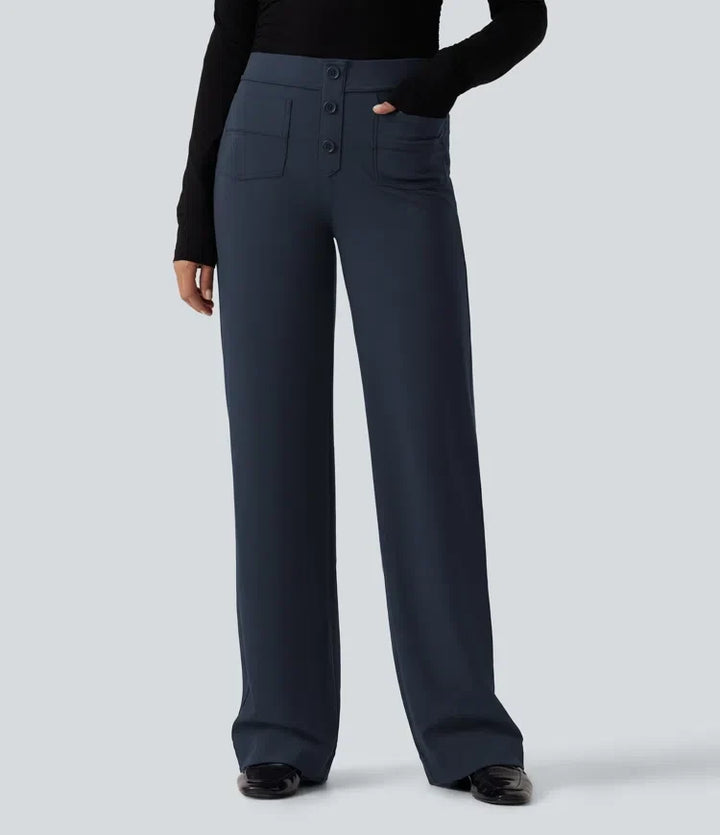 Halara Flex DayStretch Low Rise Straight Leg Work Trousers with Pockets