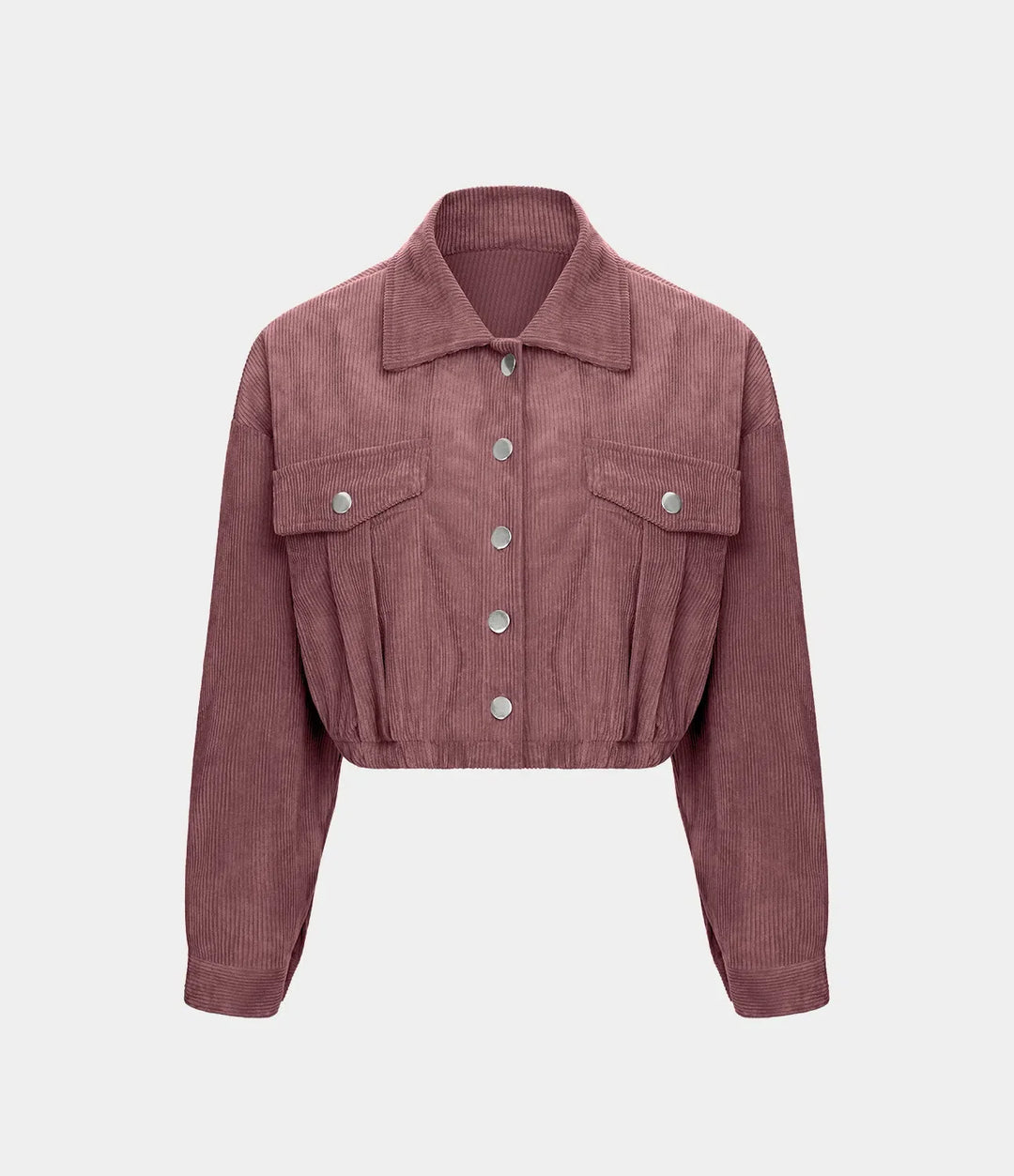 Pocket Cropped Corduroy Casual Jacket
