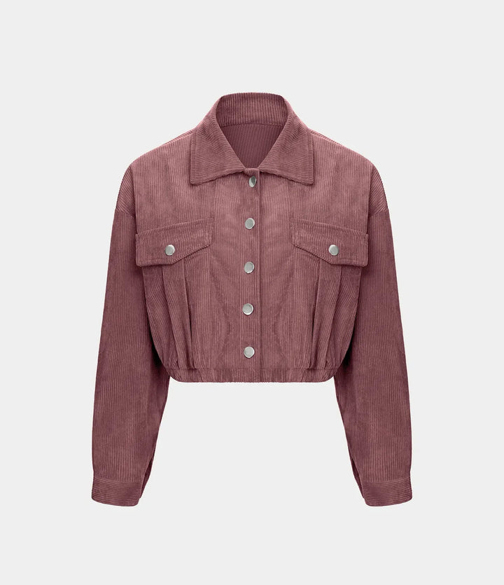 Pocket Cropped Corduroy Casual Jacket