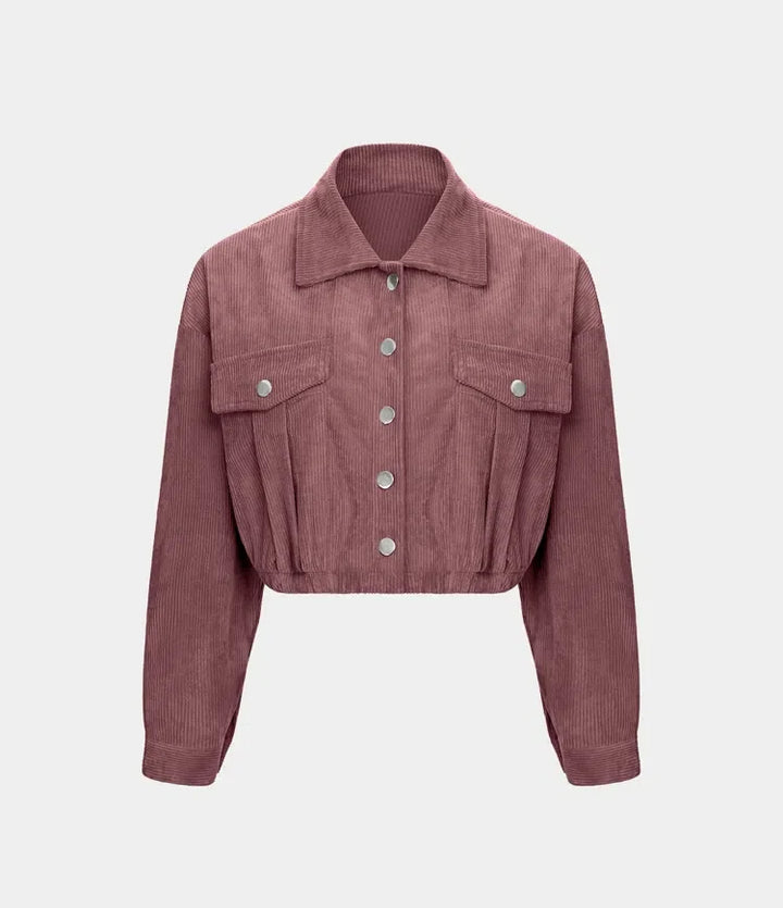Pocket Cropped Corduroy Casual Jacket