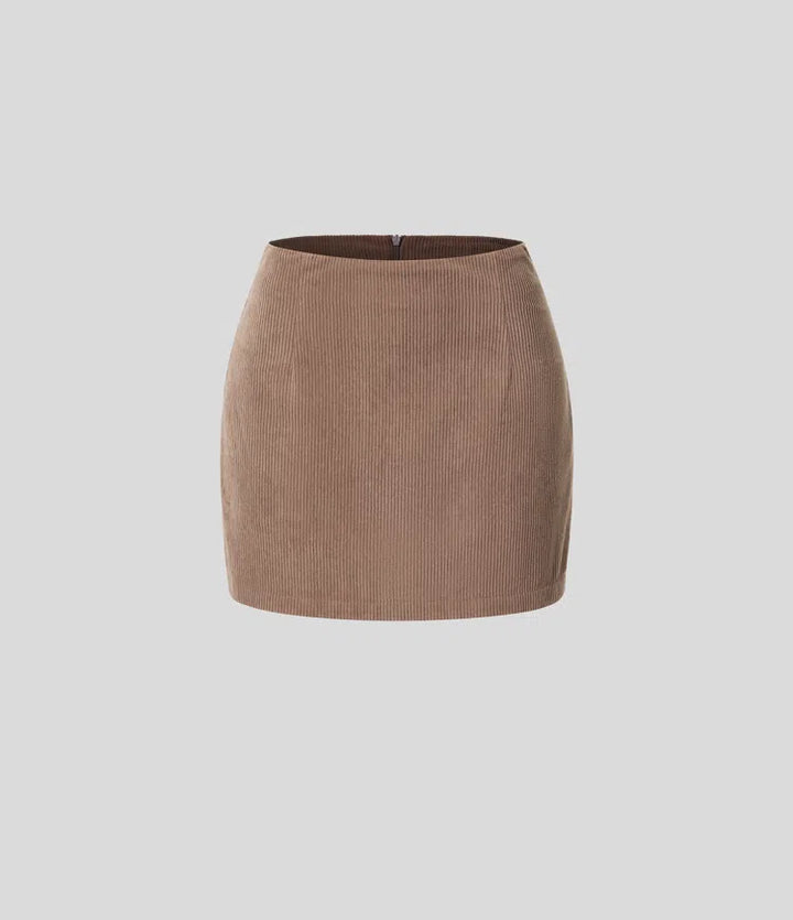High Waisted 2-in-1 A Line Mini Corduroy Casual Skirt