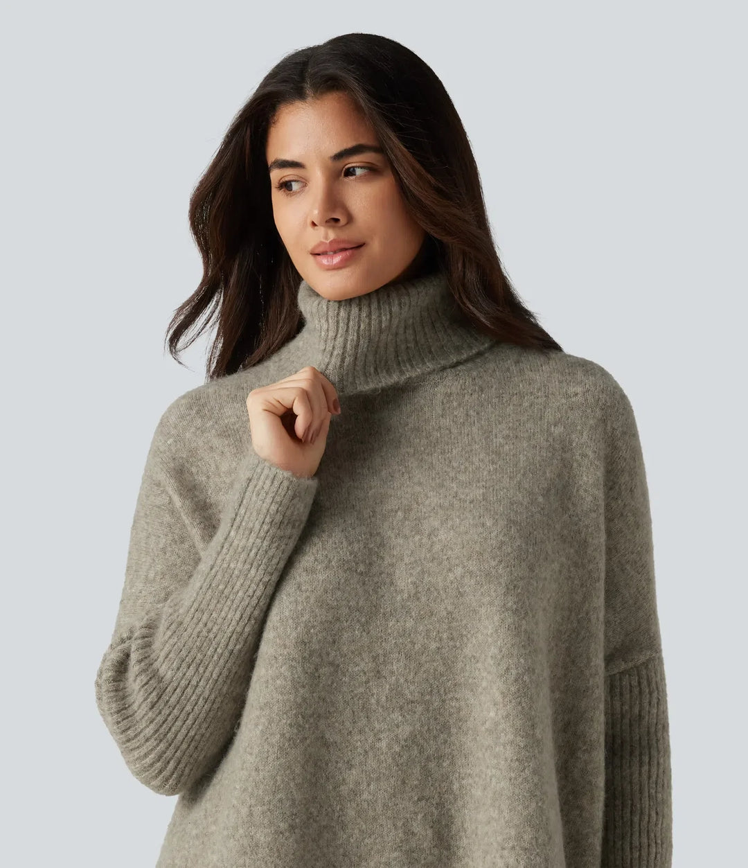 High Neck Long Sleeve Oversized Casual Jumper