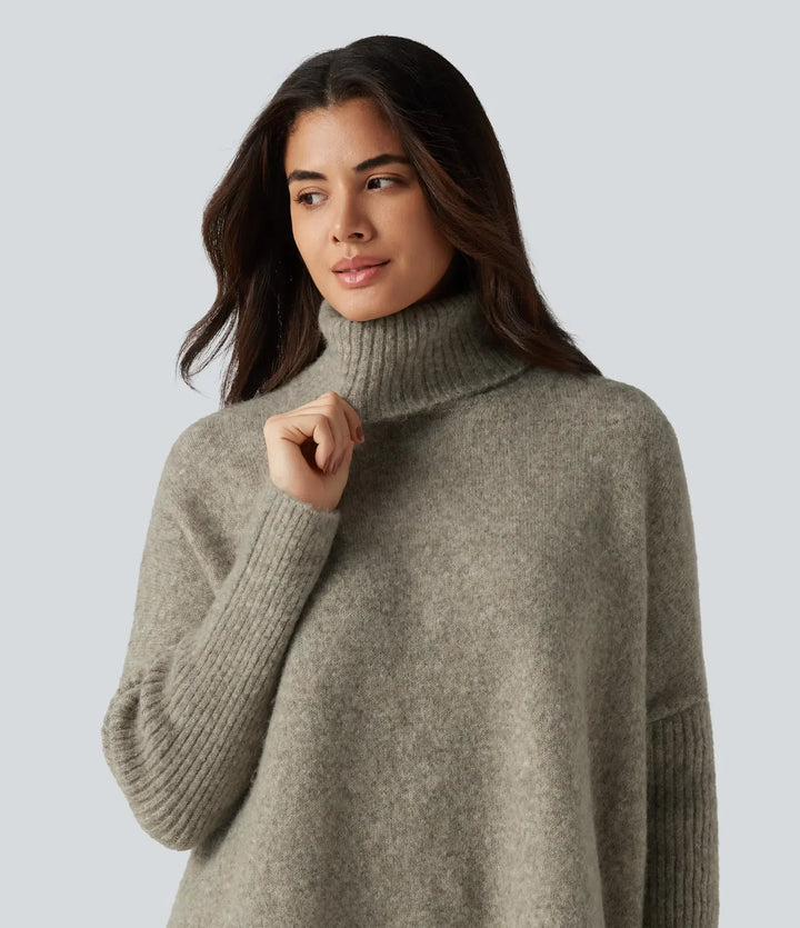 High Neck Long Sleeve Oversized Casual Jumper