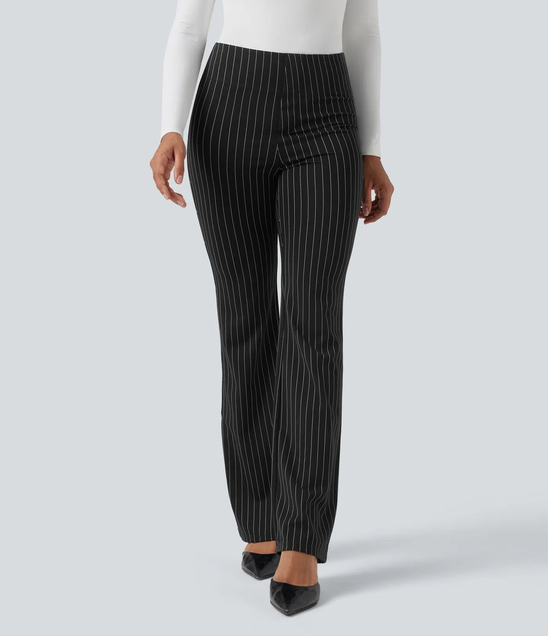 Halara Flex High Waisted Striped Work Flared Trousers with Pockets