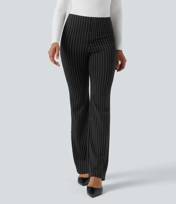 Halara Flex High Waisted Striped Work Flare Trousers with Pockets