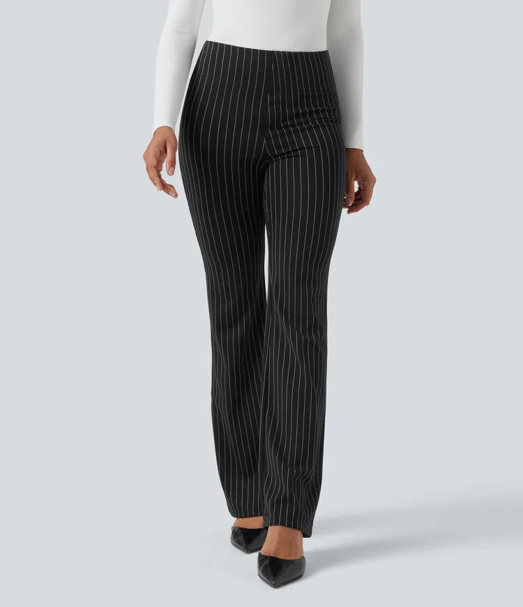 Halara Flex High Waisted Striped Work Flared Trousers with Pockets