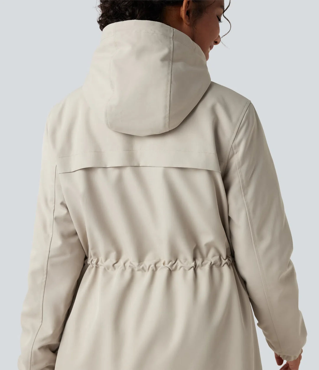 Hooded Long Sleeve Drawstring Longline Fleece Casual Parka Coat with Pockets