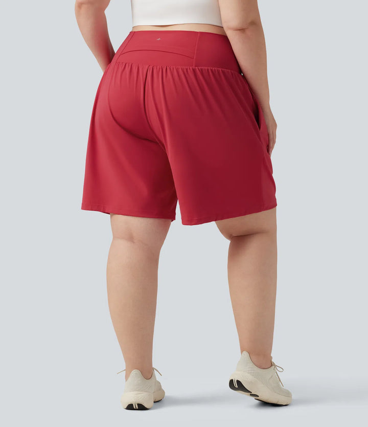 Plus Size SoftlyZero Airy Super High Waisted 2-in-1 Cool Touch Yoga Shorts 9&