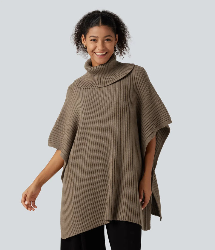 High Neck Batwing Half Sleeve Casual Jumper