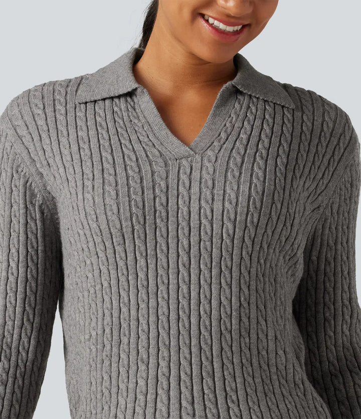 Lapel Long Sleeve Work Jumper
