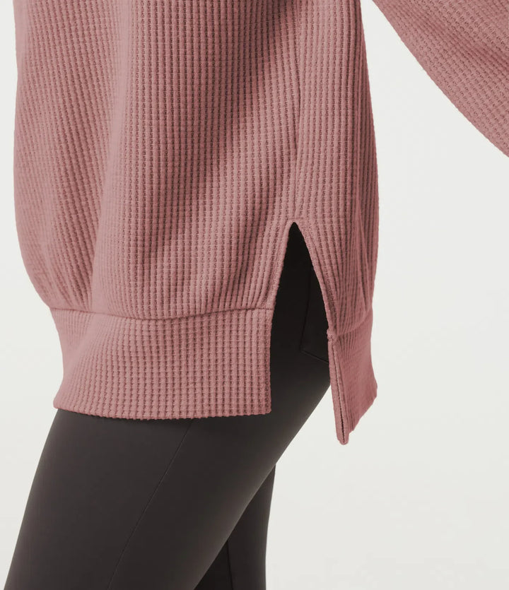 Round Neck Long Sleeve Slit Hem Casual Sweatshirt