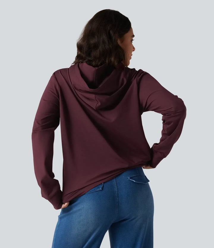 Hooded Long Sleeve Lounging Sweatshirt with Pocket