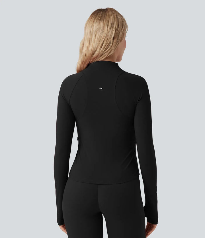 Halara UltraSculpt Stand Collar Long Sleeve Thumb Hole Yoga Curvy Jacket with Pockets
