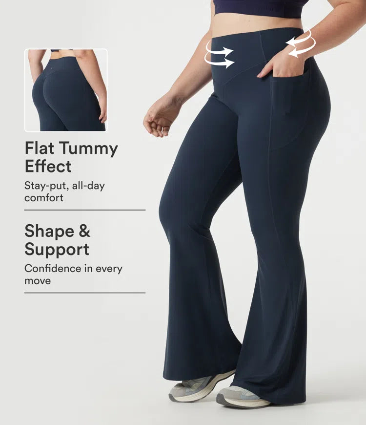 Halara UltraSculpt Plus Size High Waisted Scrunch Butt Lifting Tummy Control Shaping Yoga Flare Leggings with Pockets