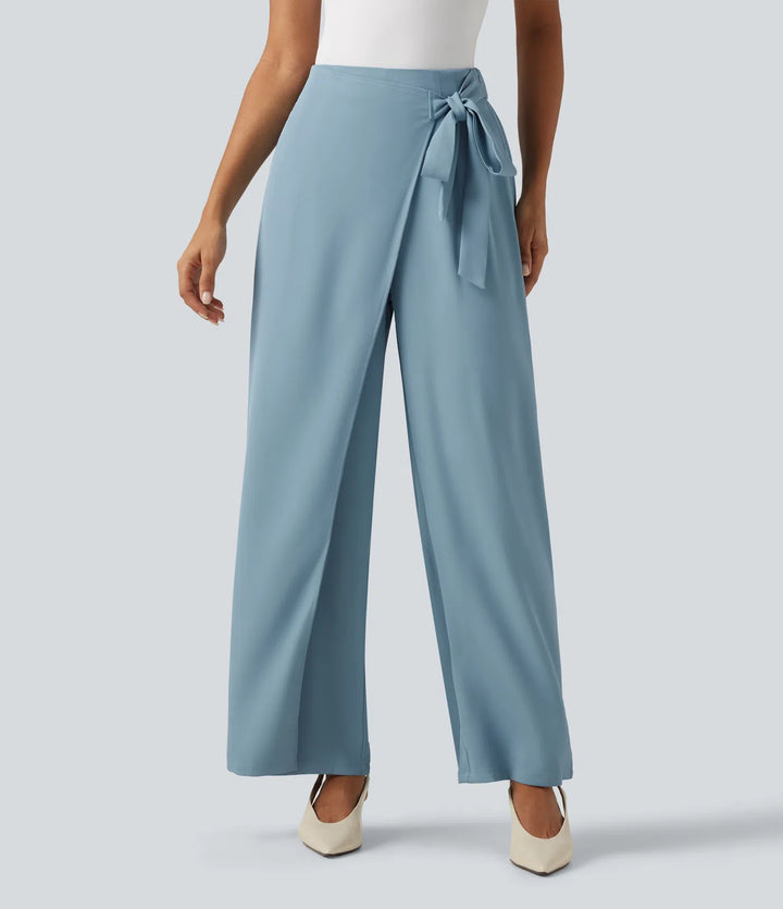 Halara Flex High Waisted Tie Side Wide Leg Work Trousers