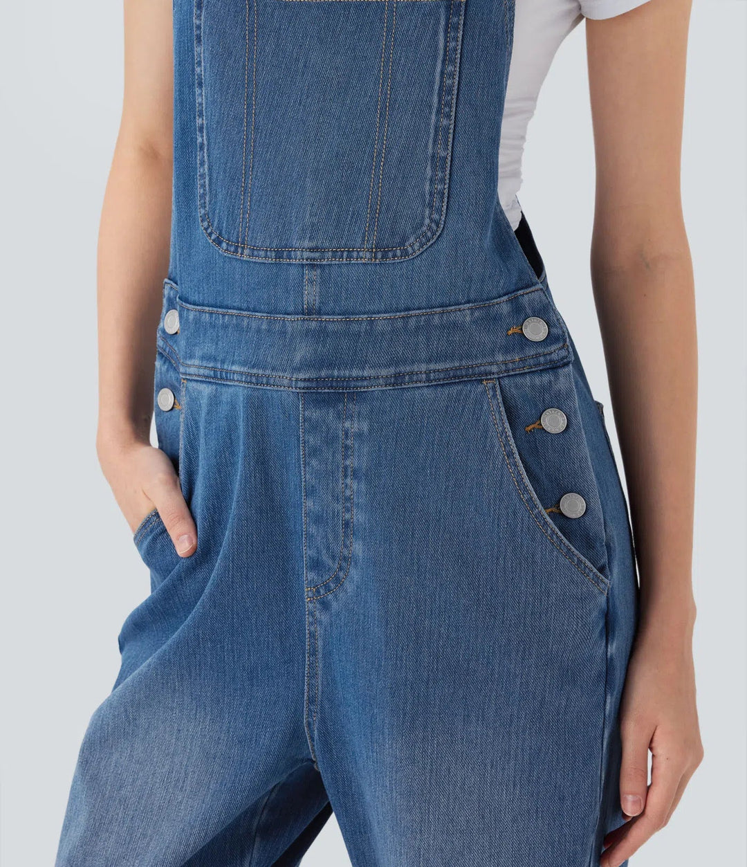 Halara Flex Straight Leg Denim Casual Overalls with Pockets