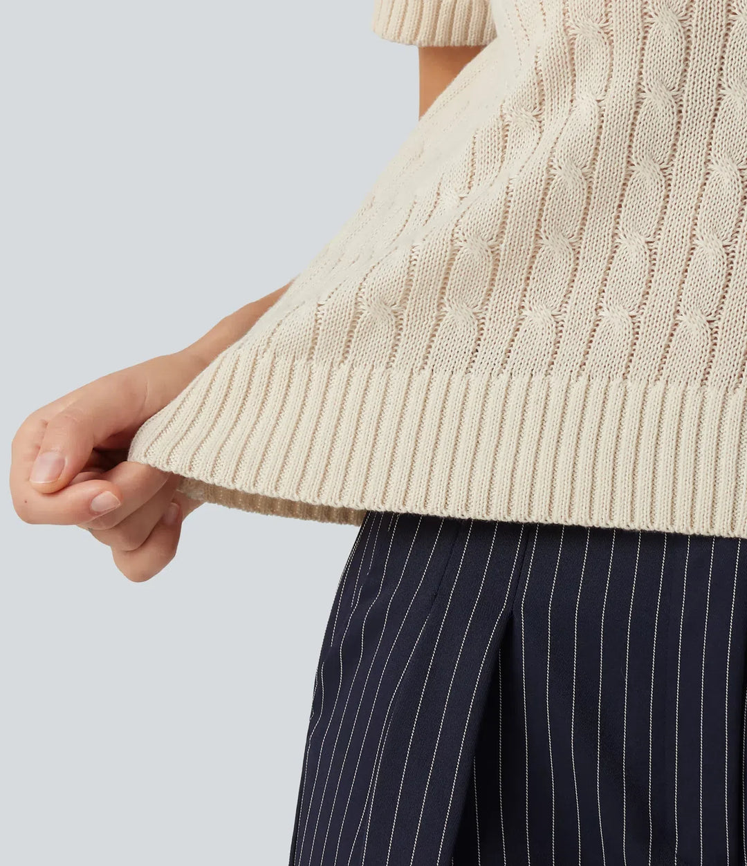 Polo Short Sleeve Cable Knit Work Jumper