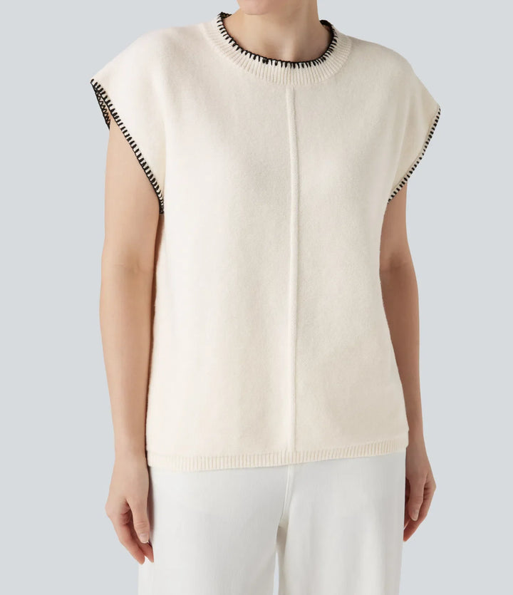Round Neck Color Block Work Jumper Vest