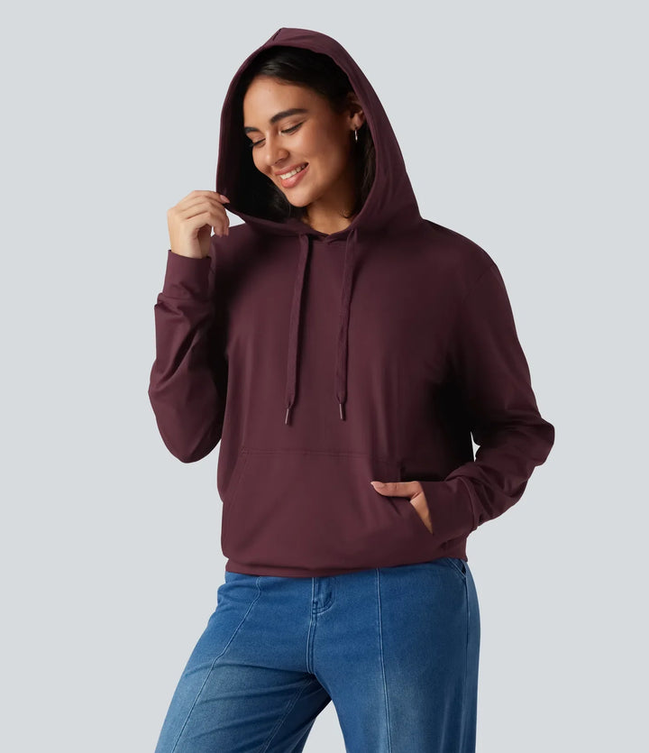 Hooded Long Sleeve Lounging Sweatshirt with Pocket