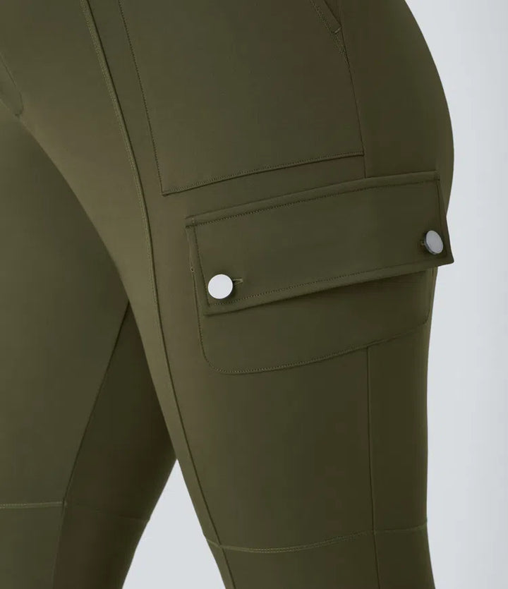 DayStretch High Waisted Zipper Pockets Solid Slim Hiking Plus Size Cargo Trousers