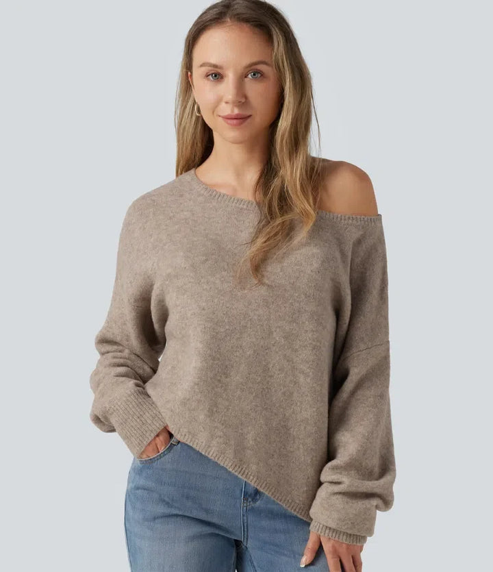 One Shoulder Long Sleeve Asymmetric Casual Jumper