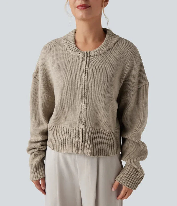 Long Sleeve Zip Fly Casual Bomber Cardigan