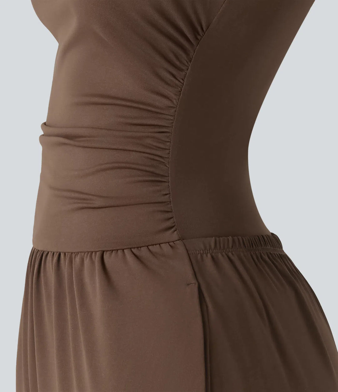 Boat Neck Sleeveless Ruched Wide Leg Casual Dungarees with Pockets-Easy Peezy Edition