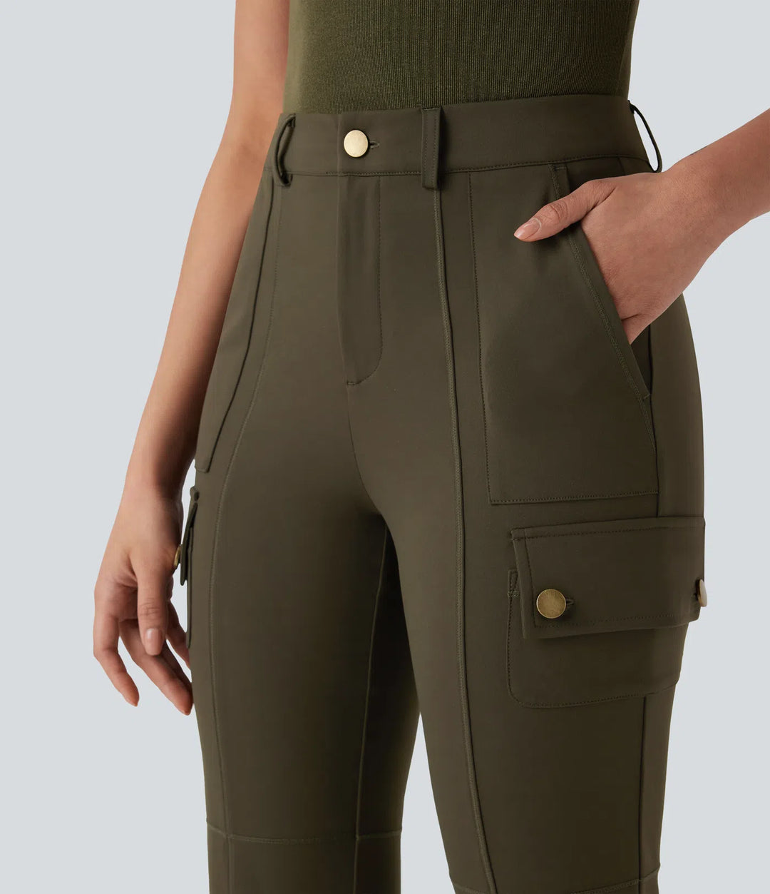 DayStretch Mid Rise Pockets Hiking Cargo Bootcut Trousers