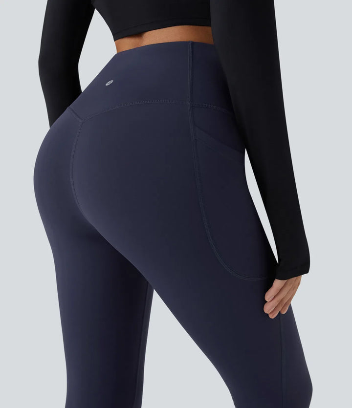 SoftlyZero Plush Thermal High Waisted Tummy Control Pocket Workout Leggings