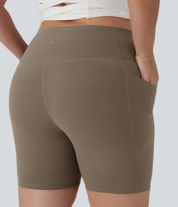 Halara UltraSculpt High Waisted Tummy Control Shaping Training Plus Size Biker Shorts 7&