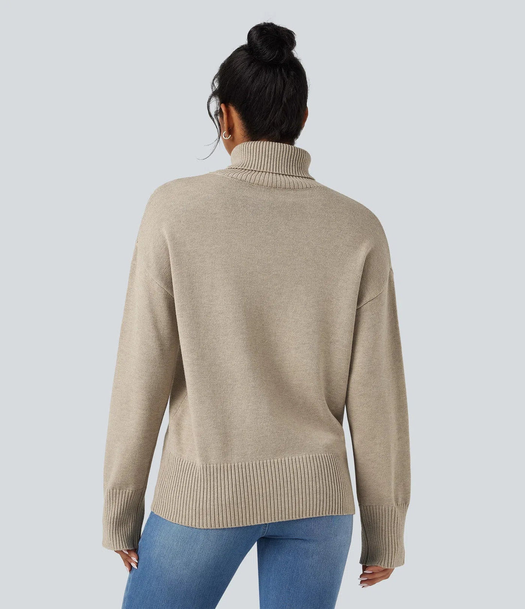 High Neck Long Sleeve Work Wool-Blend Jumper