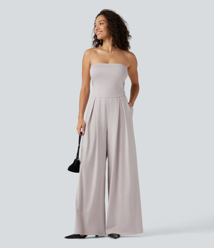 Tube Baggy Casual Jumpsuit with Pockets-Easy Peezy Edition