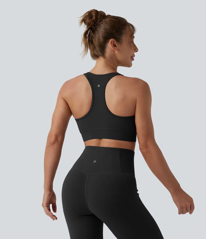 Halara UltraSculpt Light Support V Neck Racerback Running Sports Bra DD-F Cups