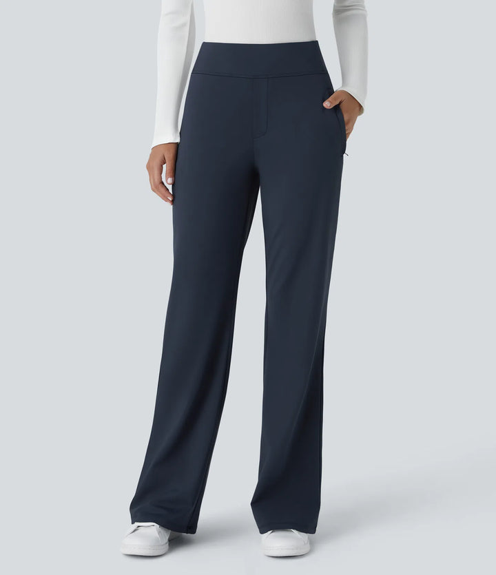 Halara Flex DayStretch Mid Rise Side Zipper Pocket Work Flared Trousers
