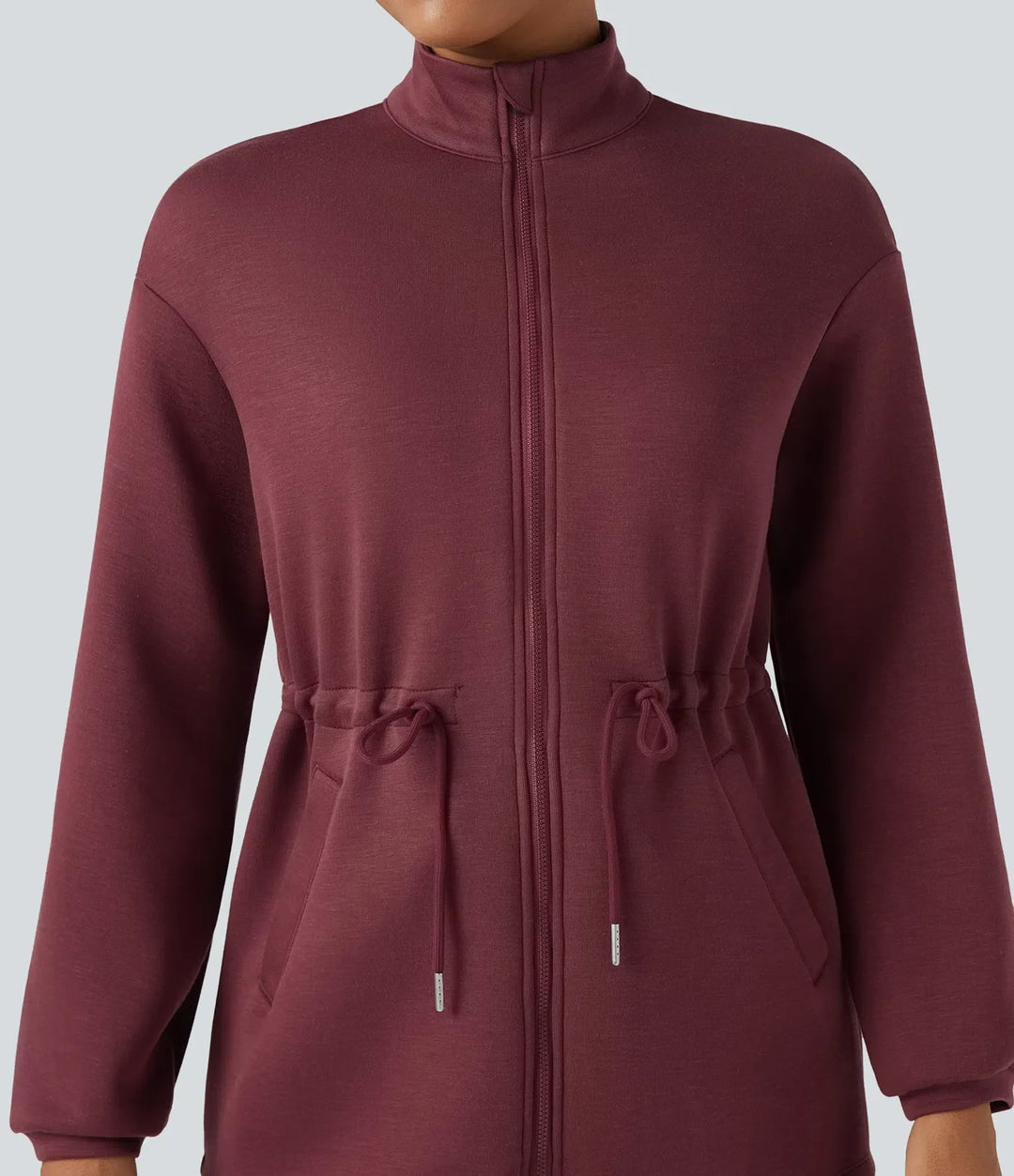 SpacerTek Turtleneck Long Sleeve Drawstring Casual Jacket with Pockets