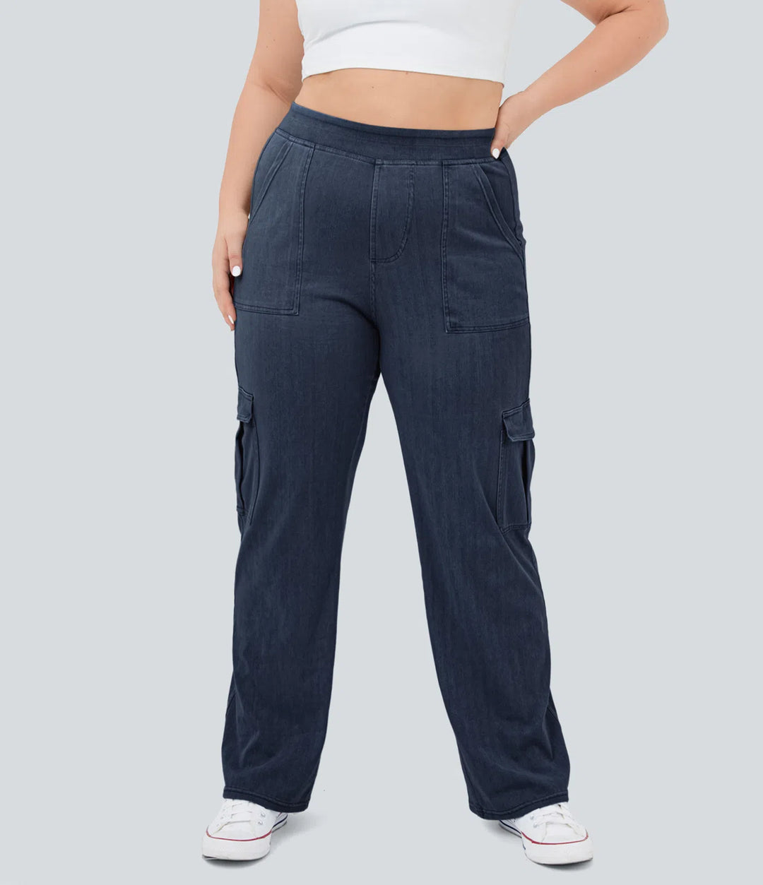 Halara Flex Mid Rise Pockets Straight Leg Plus Size Casual Cargo Jeans