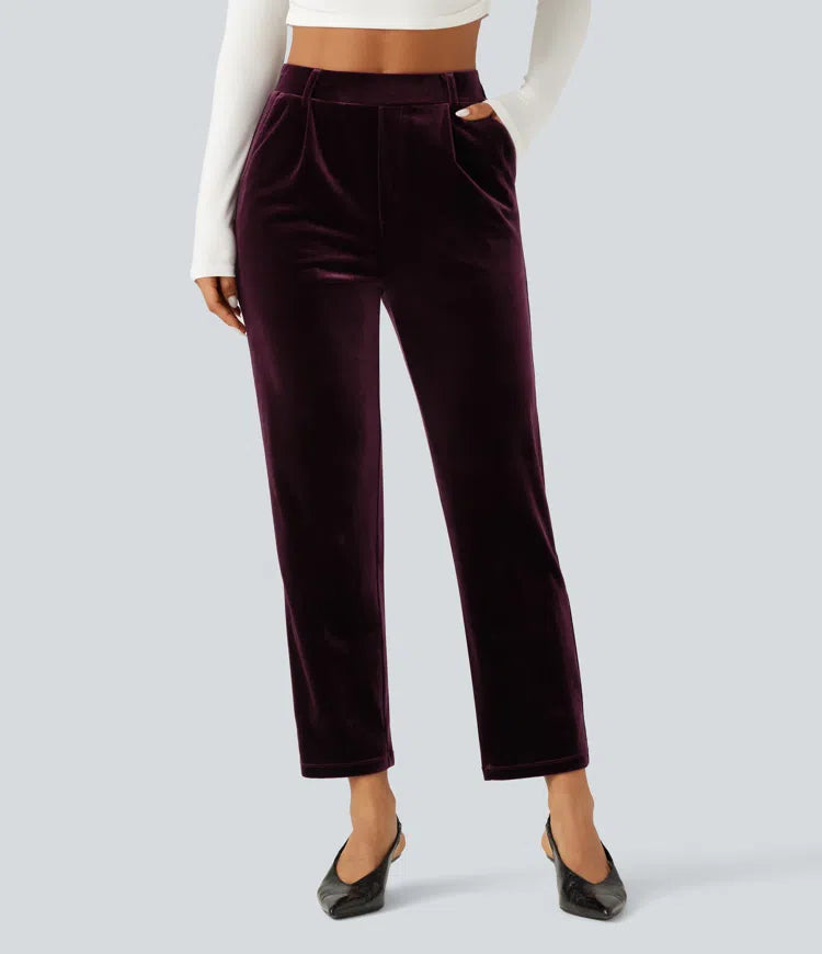Halara Flex High Waisted Velvet Work Trousers with Pockets