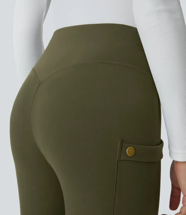 DayStretch High Waisted Decorative Pocket Skinny Ankle Length Casual Trousers