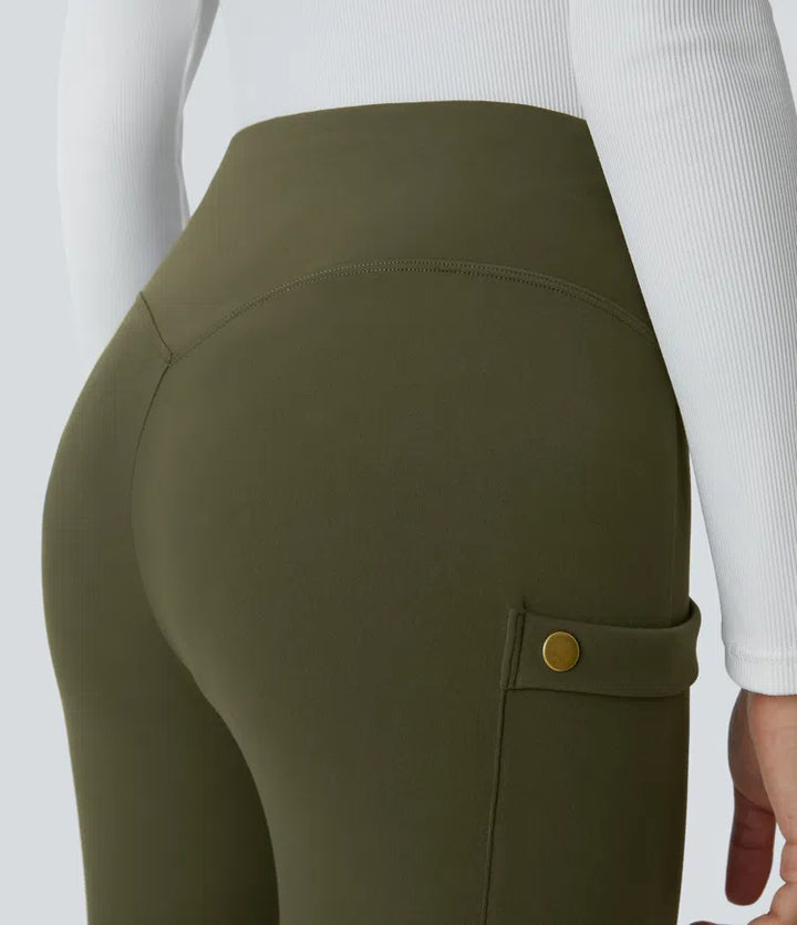DayStretch High Waisted Decorative Pocket Skinny Ankle Length Casual Trousers