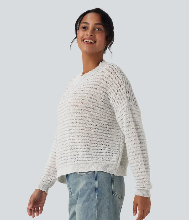 Round Neck Dropped Shoulder Relaxed Casual Jumper