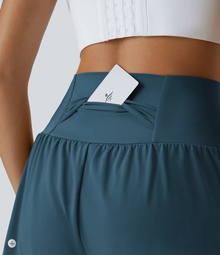 SoftlyZero Airy Super High Waisted 2-in-1 InstantCool Yoga Shorts with Pockets