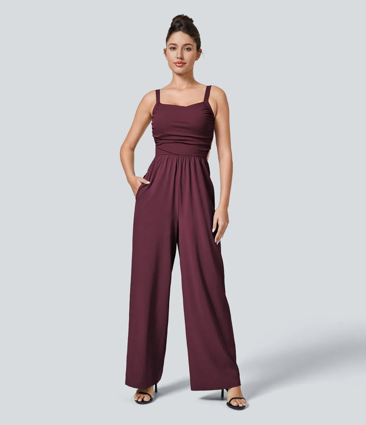 Breezeful Lace Up Pocket Quick Dry Casual Jumpsuit